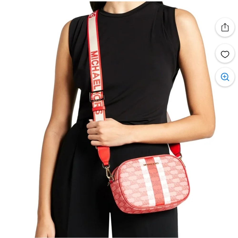 Michael Kors Red and White Stripe Crossbody - Picture 7 of 8